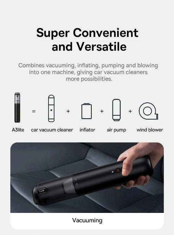 Baseus 4in1 15000Pa Car Vacuum Cleaner Air Pump Wireless Vacuum Cleaner - White_4