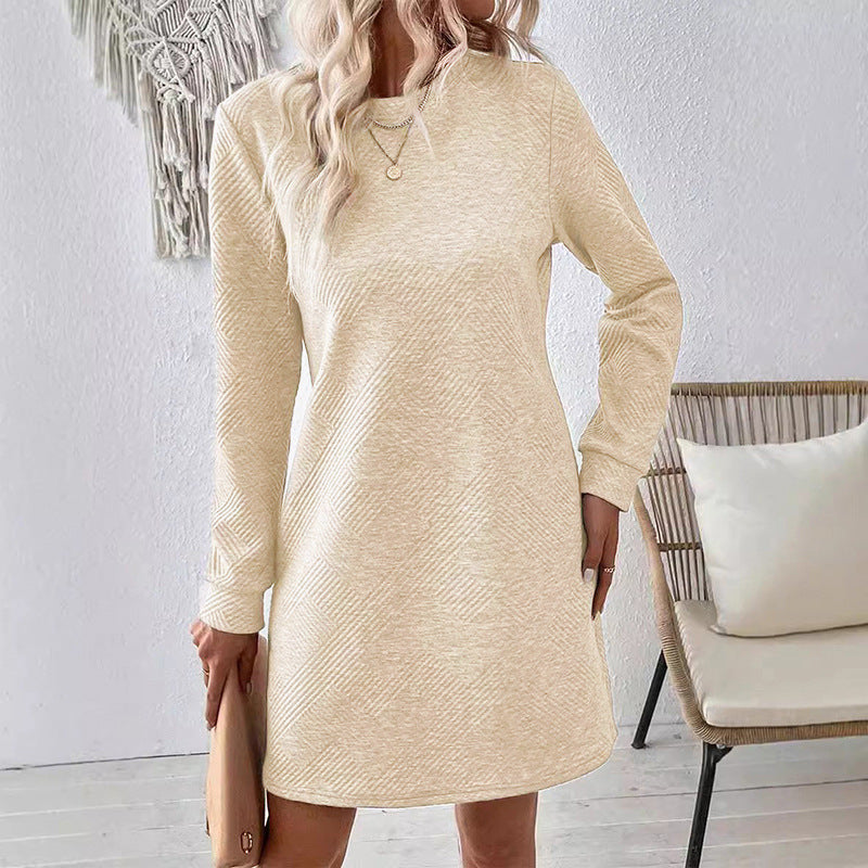 Women's Fashion Solid Color Oblique Plaid Dress